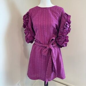 Happy X Nature Kate Hudson Mini Dress Puff Ruffle Sleeves XXL NWT